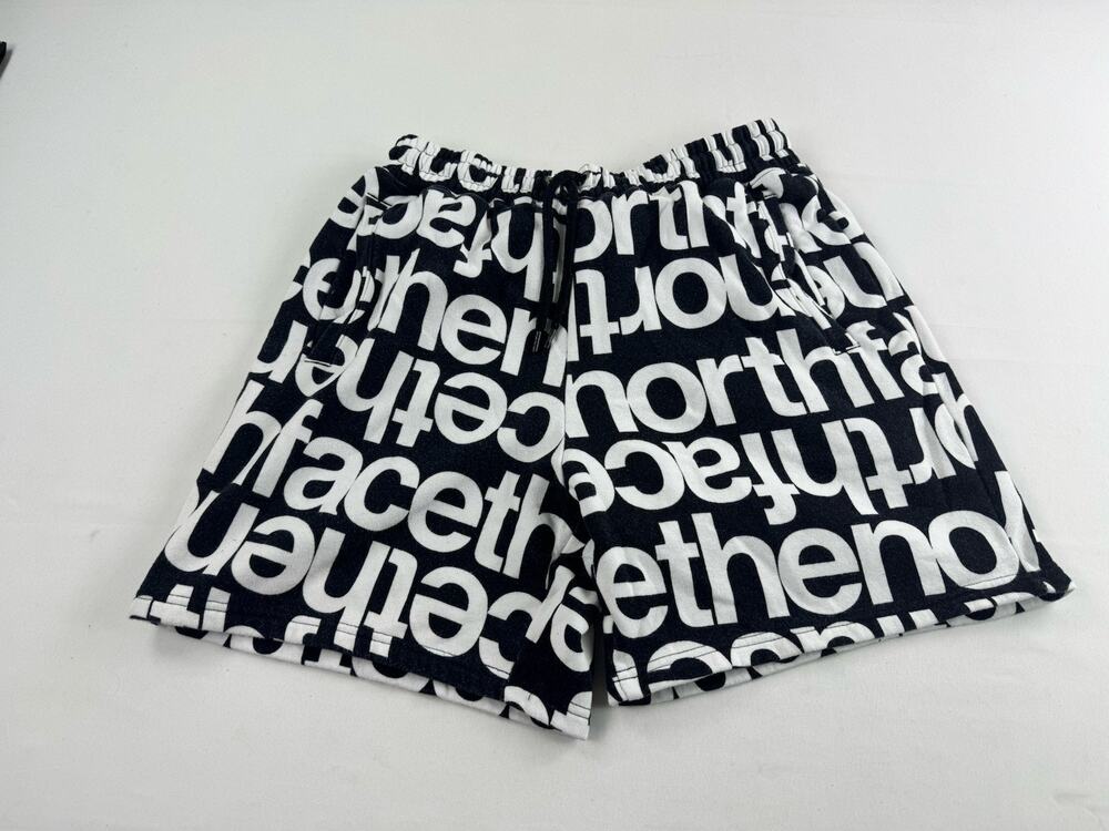 The North Face Men’s Shorts Medium Black White All Over Logo Print